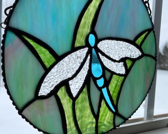 Dragonfly - Stained Glass Window Suncatcher - Dragonfly - Dragonfly Stained Glass - Panel - Glass Dragonfly - Water - Wings - Pond Beauty