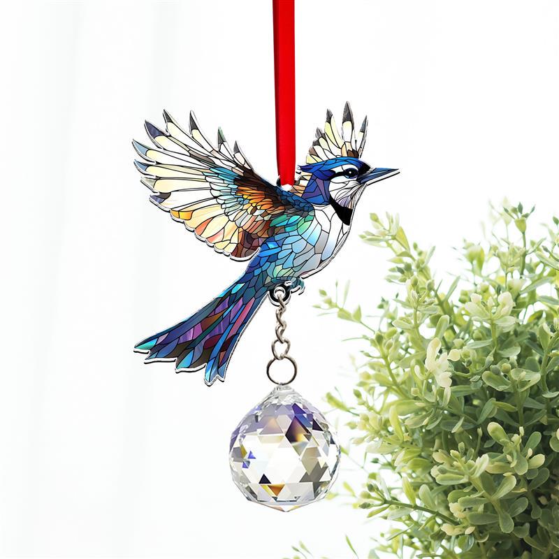 Blue Jay Bird Suncatcher Crystal, Acrylic Window Hanging, Indoor Outdoor Decor, Gifts for Women, Wall Art Decoration