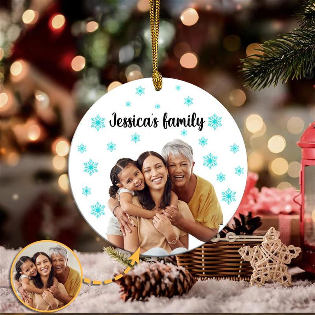 Personalized Family Photo Christmas Ornament, Custom Ceramic Ornament ...