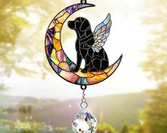 Custom Black Labrador Retriever Acrylic Suncatcher Crystal, Labrador Dog Art, Window Hanging, Pet Memorial, Dog Lover Gift