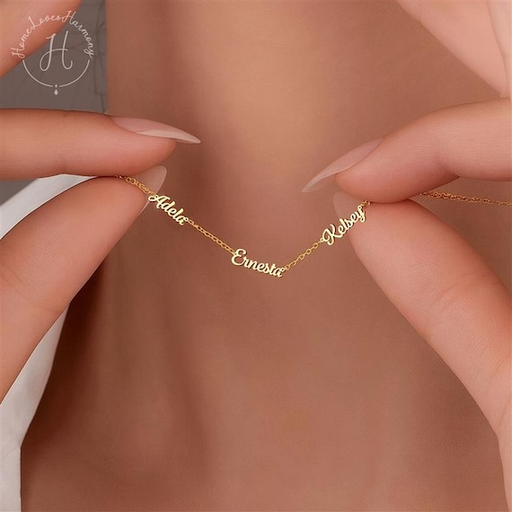 Custom 18K Gold Plated Name Necklace, Personalized Family Gift