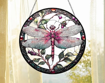 Dragonfly Stained Glass Suncatcher, UV Printed Window Hanging