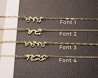 Personalized Baybayin Name Necklace, Custom 18K Gold Plated Script Necklace