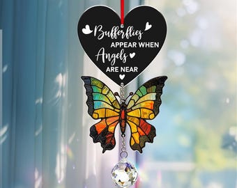 Capteur de soleil papillon, suspension en cristal pour fenêtre, cadeau commémoratif