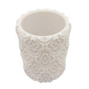 White Geoflare Planter – 3D Printed Geometric Pot with Drainage for Succulents and Small Plants