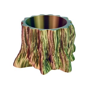 Tree Stump Planter: 3D Printed Woodland Succulent Pot in Rainbow Gradient