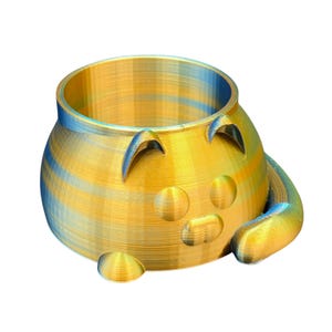 3D Printed Cat Planter: Orange, Green & Blue Succulent Pot