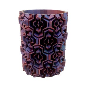 Maceta GeoFlare Prism: Maceta artística moderna impresa en 3D con cambio de color