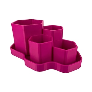Hot Pink Hexagon Planter, 4-Kammer-Sukkulententopf mit Tablett und Drainage, 8 Zoll