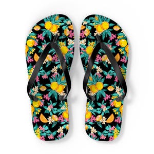 Citrus Blossom Flip-Flops: Tropical Lemon & Orange EVA Sandals