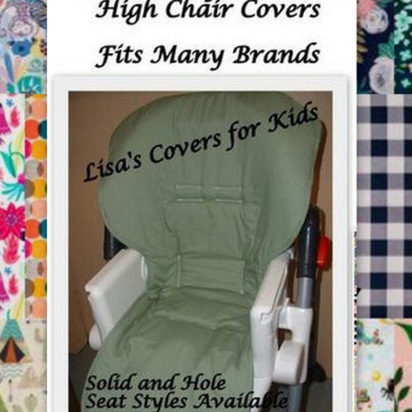 Padded Replacement High Chair cover - Reversible Pick 1 cotton fabric  Universal Size  Fits many brands - Baby Trend Graco Perego Chicco