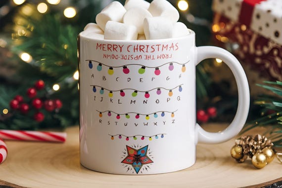 Stranger Things Christmas Mug: Upside-Down Fan Art Novelty Gift