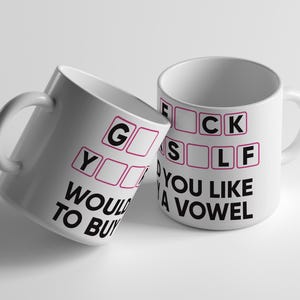 Funny Novelty Meme Coffee Mug - Would You Like To Buy A Vowel