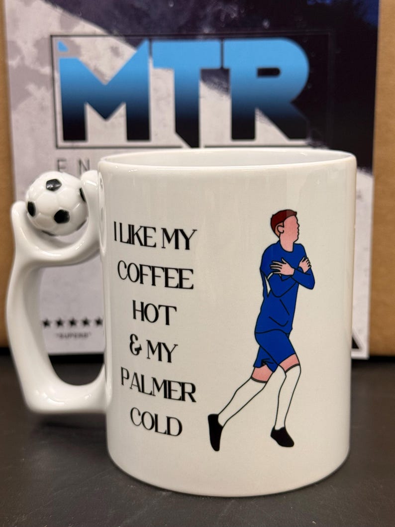 Cole Palmer Sketch Mug: Football Fan Gift, 11oz Ceramic Cup Football Handle