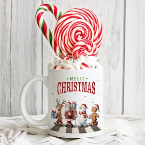 Merry Christmas - Beatles Style Road Crossing Cartoon Christmas Character 11oz Tea & Coffee Mug - Made To Order - Same Day Dispatch*