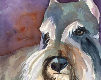 Schnauzer Watercolor Print: Ron Krajewski Fine Art, Home Wall Decor