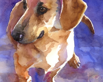 Dackel hochauflösender Druck des Original Aquarells von Ron Krajewski Home Wand Dekoration in den Größen 8 &quot;x10&quot; und 11 &quot;x14&quot;&quot;