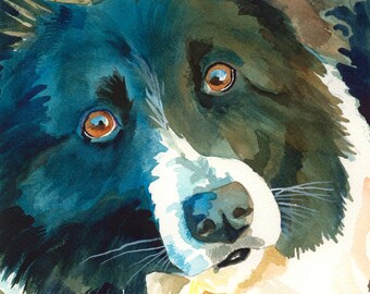 ボーダーコリーの水彩画：ロン・クラジェフスキーのファインアート