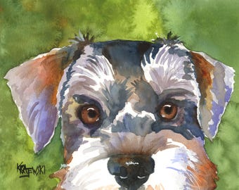 Miniature Schnauzer Watercolor Print: Ron Krajewski Fine Art Home Wall Decor Free Shipping
