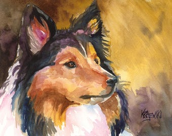 Shetland Sheepdog Watercolor Print: Ron Krajewski Fine Art, Home Wall Decor