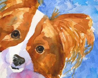 Papillon Watercolor Print: Dog Portrait Fine Art - Ron Krajewski