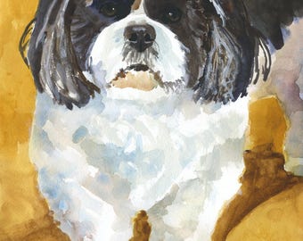 Lhasa Apso Watercolor Print: Ron Krajewski Fine Art, Home Wall Decor