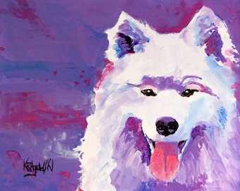 Samoyed Watercolor Timeless Living Room Wall Art Decor Giclee AQ FAP HQP muse Print Animal Lover Gift Idea Pet Portrait by Ron Krajewski