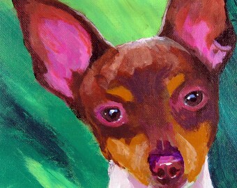 Toy Fox Terrier Watercolor Art Print by Ron Krajewski: Home Wall Decor