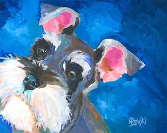 Miniature Schnauzer Watercolor Print: Ron Krajewski Fine Art, Home Wall Decor