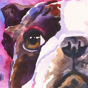 Boston Terrier wall Art decor Print Watercolor Painting Fine Art by Ron Krajewski Dog Portrait Dog Dad gift idea Wall Hanging Canine