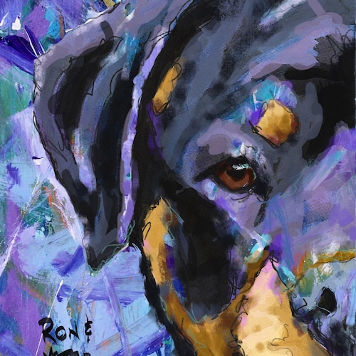 ボーダーコリーの水彩画：ロン・クラジェフスキーのファインアート