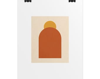 Terracotta Arch Poster, Boho Sun Wall Art Print, Minimalist Mid Century Modern Decor, Neutral Bedroom Living Room Art, 8x10 16x20