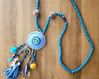 Bohemian Chic Blue Necklace