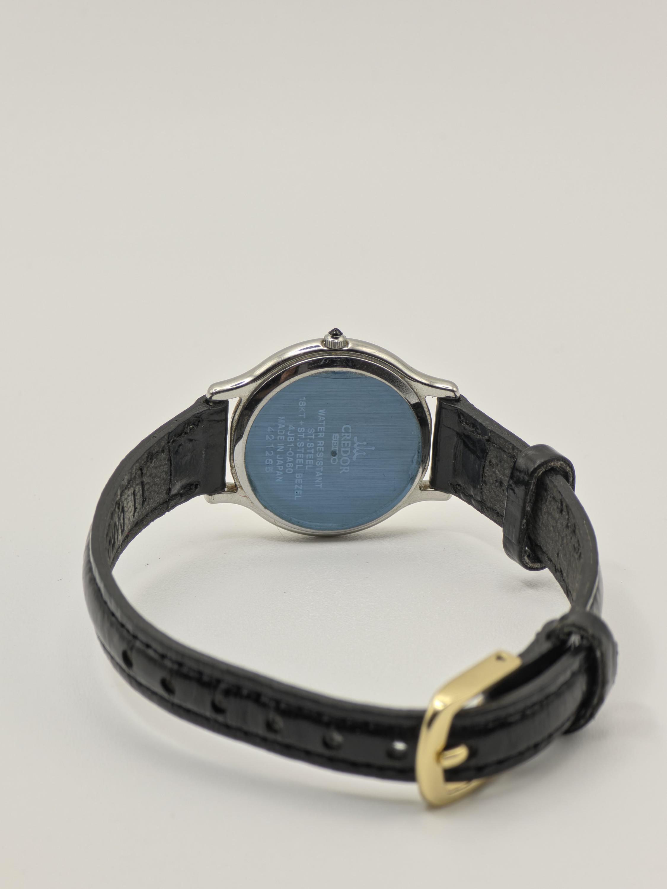 Credor Seiko Quartz Gold Dial Leather Strap Women's Watch Vintage