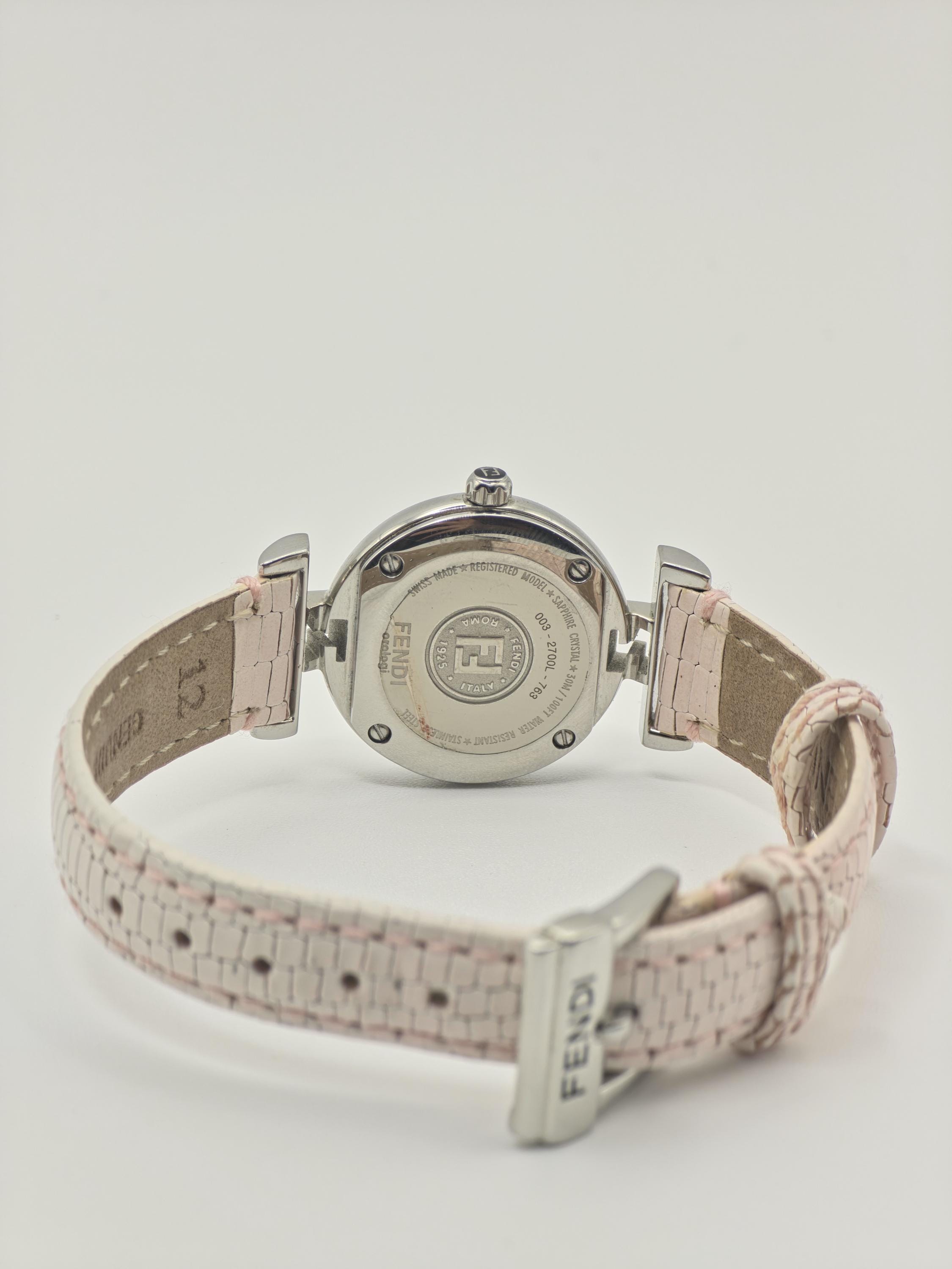 Fendi 003-2700L-763 Women Swiss Quartz Watch Pink Leather Strap