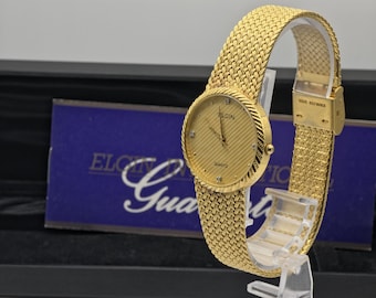 Vintage‎ Elgin Men\'s Ultra Slim Gold-Tone Watch FG245 Diamond Accent Bark Finish Vintage Elgin Men main image 3
