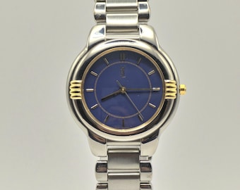 Yves Saint Laurent YSL Stainless Steel Blue Dial Unisex Quartz Watch Vintage | - 83