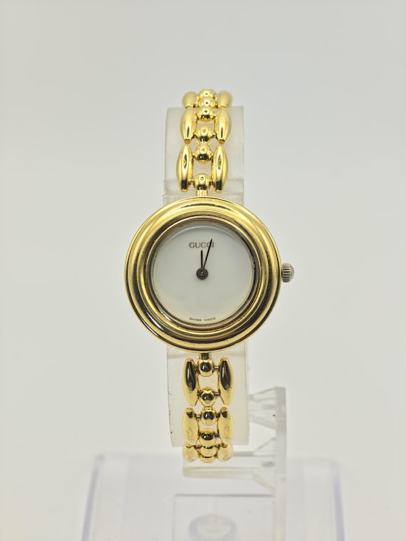 Vintage Gucci 11/12.2 Women's Watch Gold Tone Bangle Bracelet