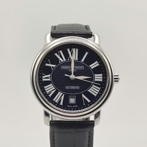 FrederiqueConstant Geneve Automatikuhr - Swiss Made, schwarzes Zifferblatt mit römischen Ziffern