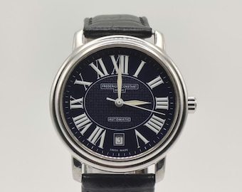 Frederique Constant Geneve Automatic Watch – Swiss Made, Black Roman Numeral Dial