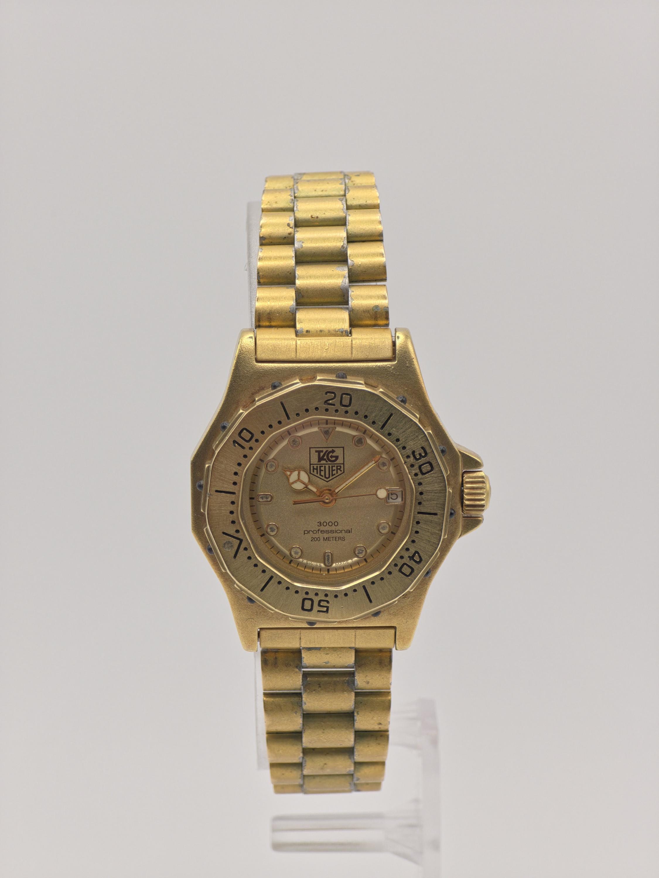 Vintage TAG Heuer 3000 Professional 200M Gold-tone Quartz Diver