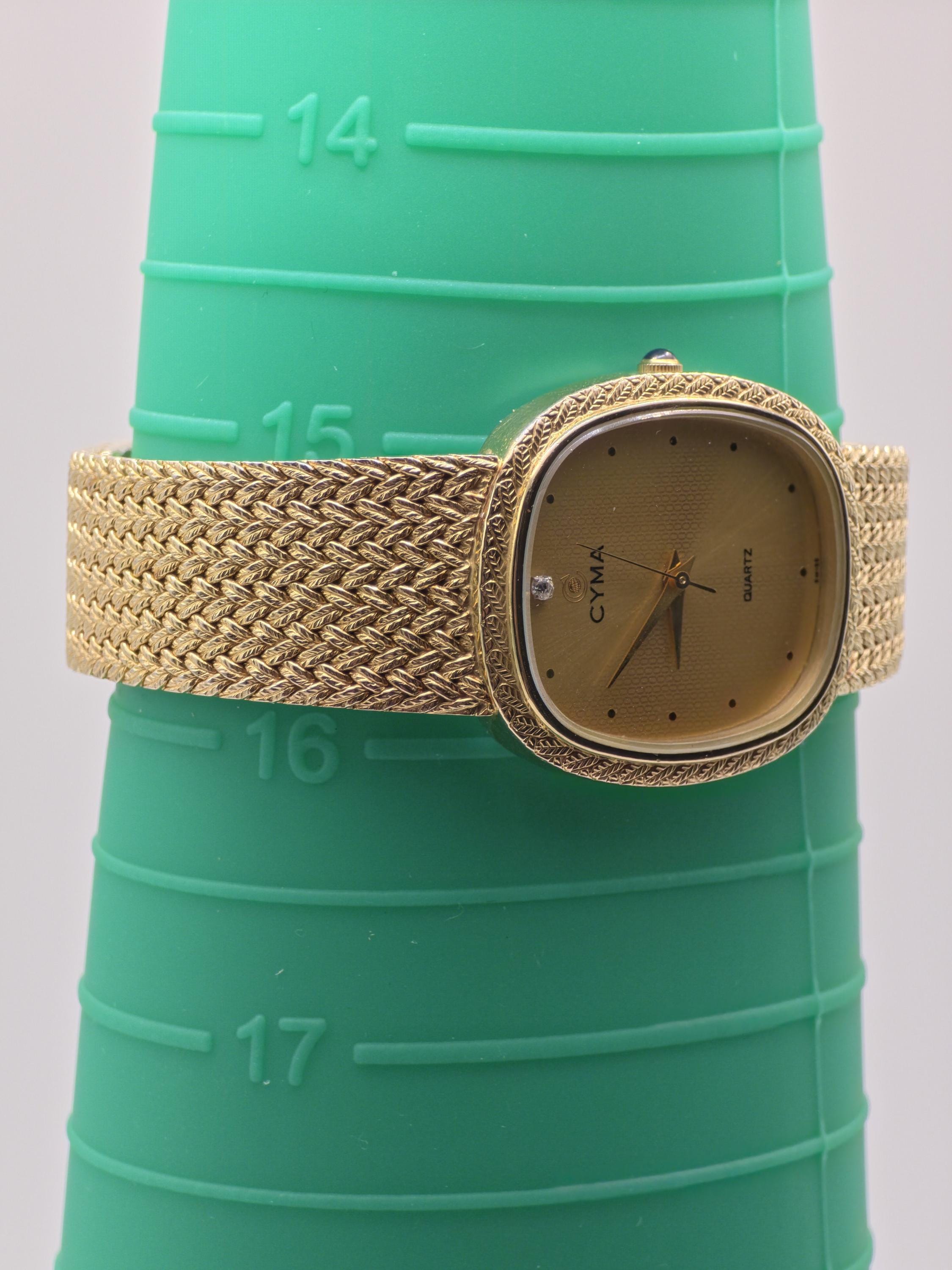 Cyma Womens Gold Plated Quartz Swiss Watch Works New Battery Cyma ladies gold diamond watch 14 karat – Avis Diamond Galleries main image 2