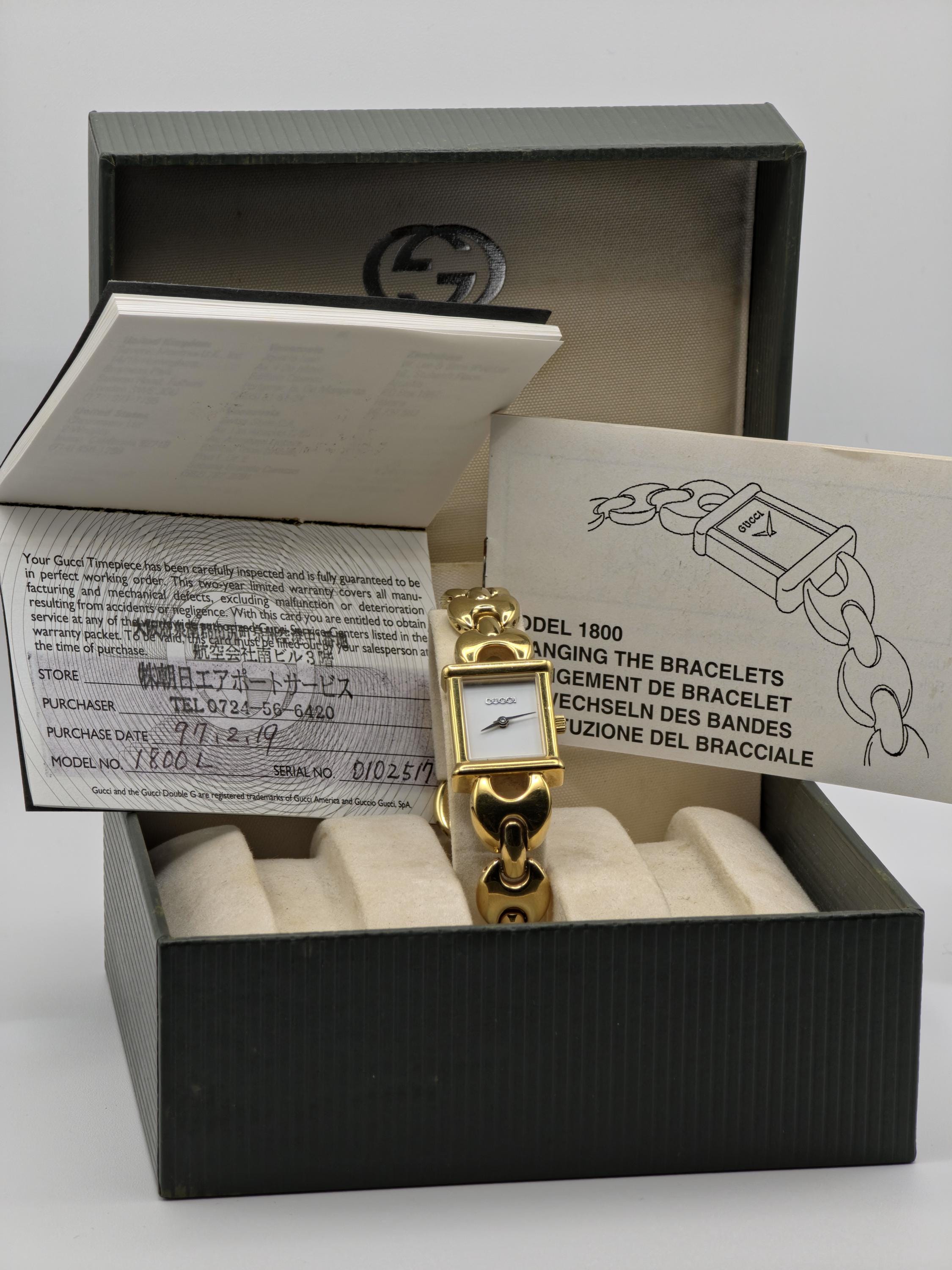 Gucci 1800L Vintage Swiss Women's Watch | Box & Warranty Card