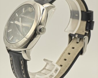 Emporio Armani X-large Watch Men Black Dial Leather Strap - 232 - Etsy