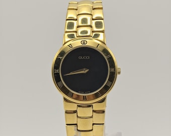 Gucci Gold Tone Watch | Model 3300.2.L | Black Dial | Swiss  display picture 2