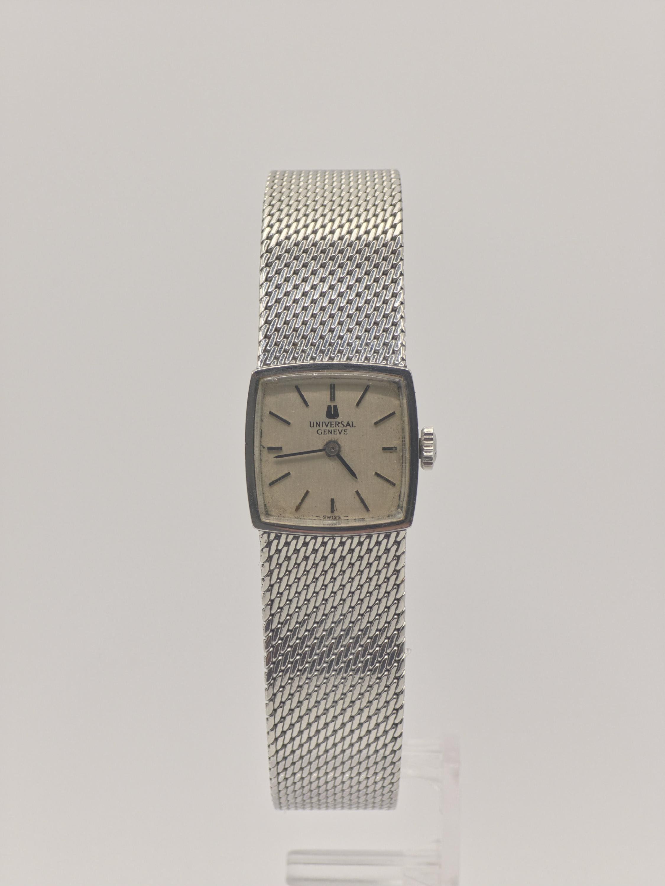 Vintage Universal Genève Ladies Watch, Square Milanese Bracelet