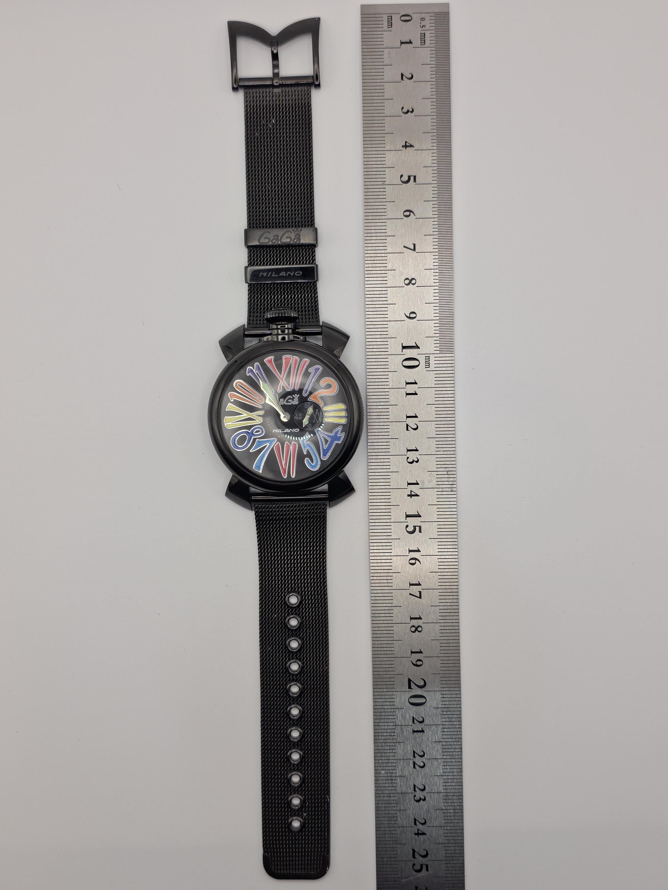 Gaga Milano Manuale 46mm: Black PVD Watch With Multicolor Dial