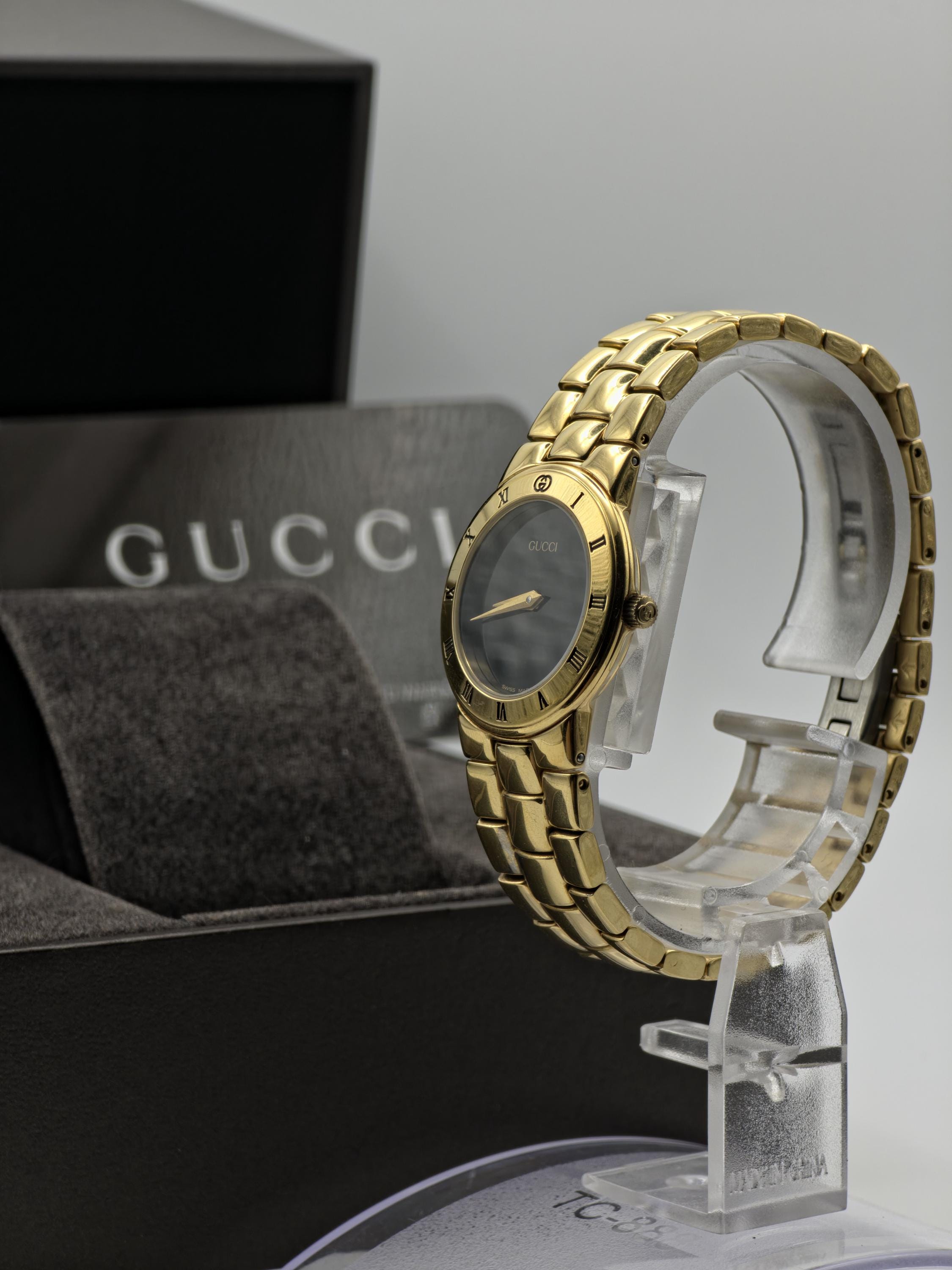 GUCCI 3300.2.L gold plated BLACK DIAL ladies watch ladies watch. Gucci Gold Tone Watch | Model 3300.2.L | Black Dial | Swiss  main image 3