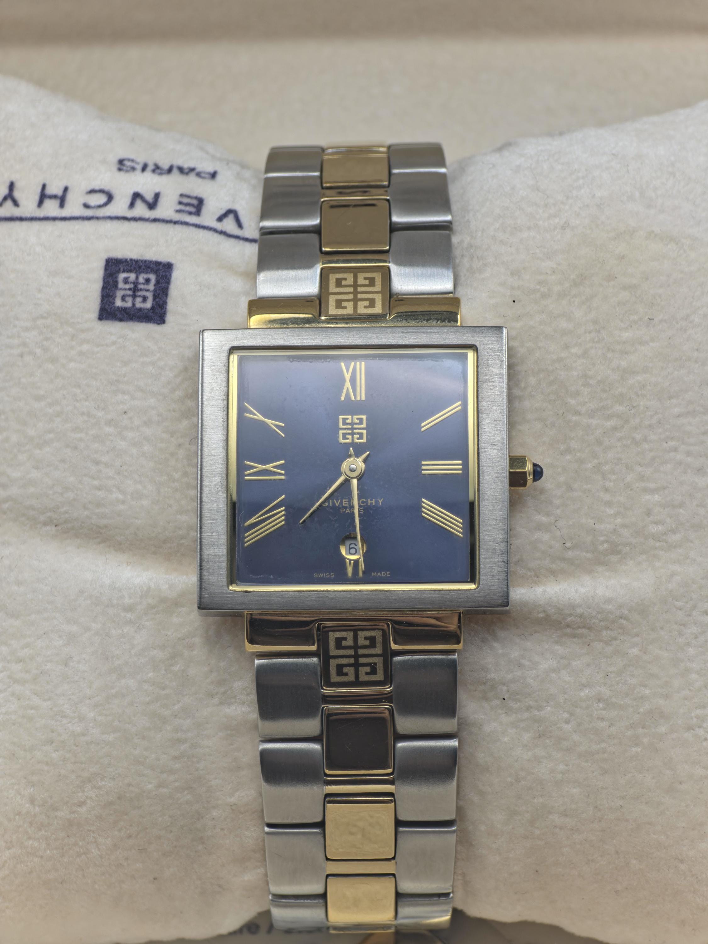Givenchy Paris Quartz Watch Blue Dial Two Tone Steel Men's