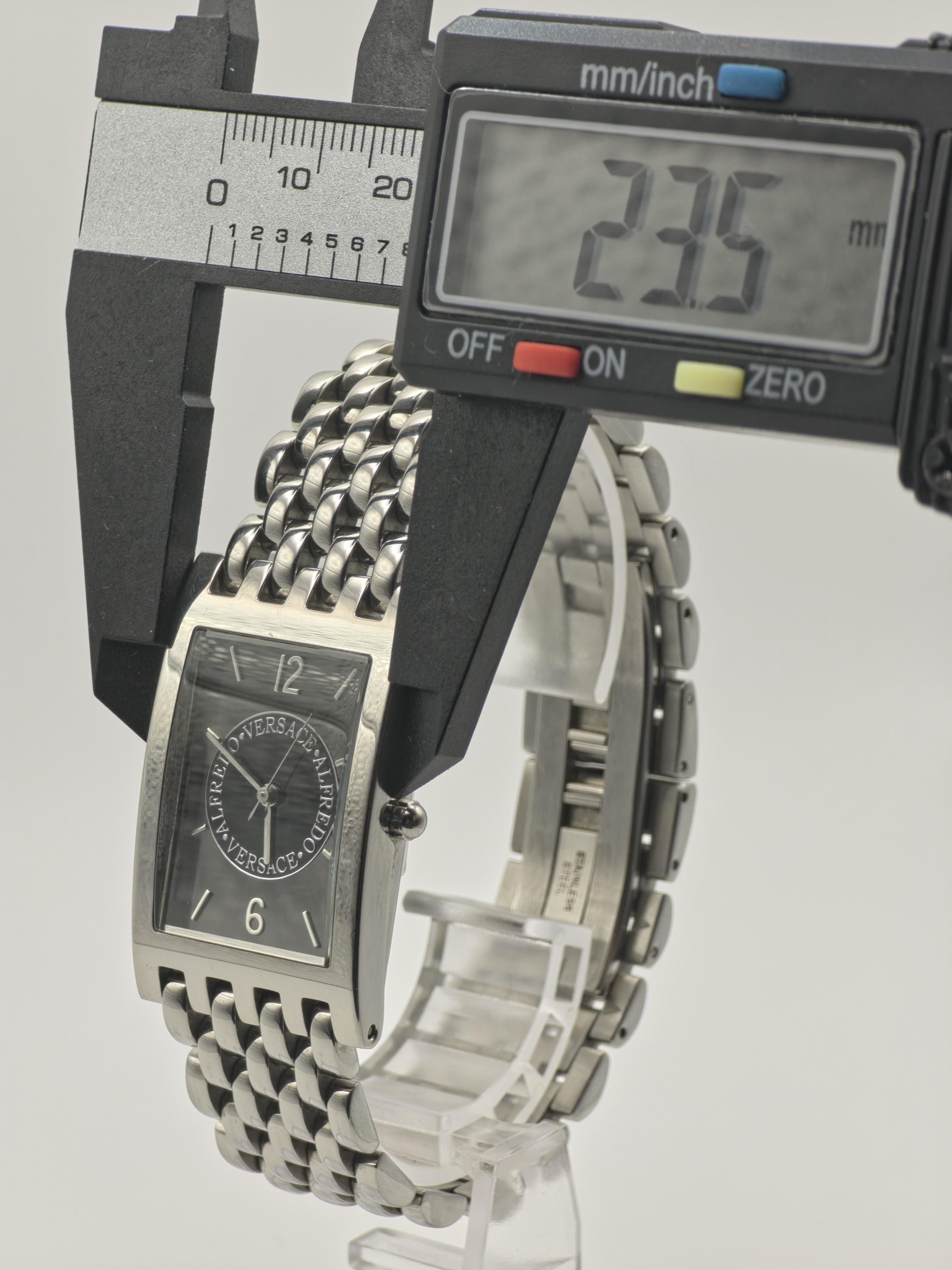 Alfredo Versace Rectangular Black Dial Steel Bracelet Unisex V737S
